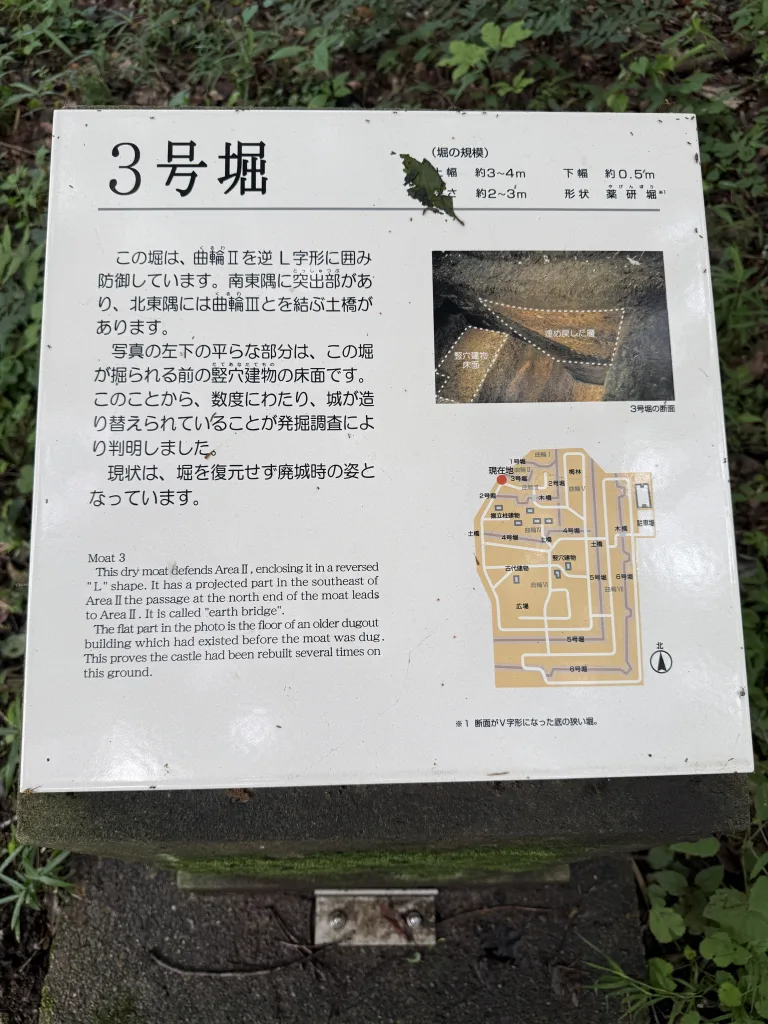 飛山城址の３号堀の説明