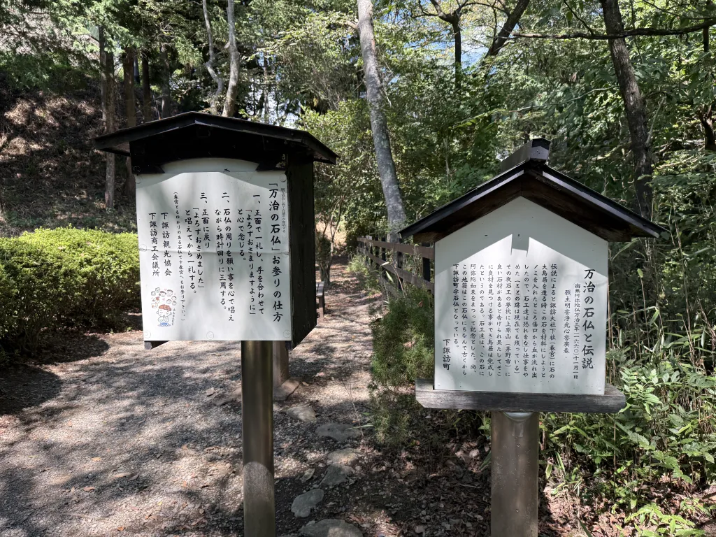 万治の石仏の案内看板