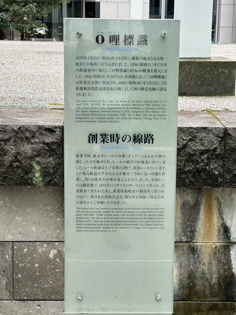 旧新橋停車場の０哩説明