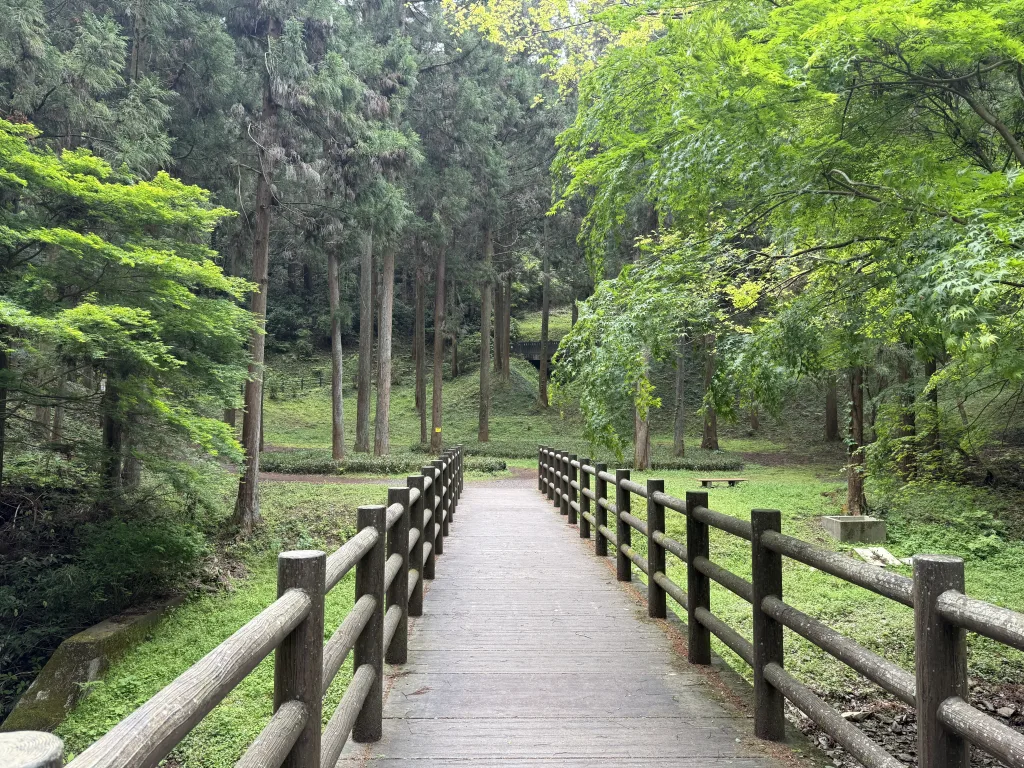 八王子城御主殿跡を橋から望む