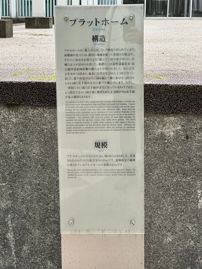 旧新橋停車場のプラットホームの説明